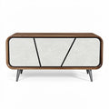 **Mid-Century Modern TV Stand with Geometric Design**
