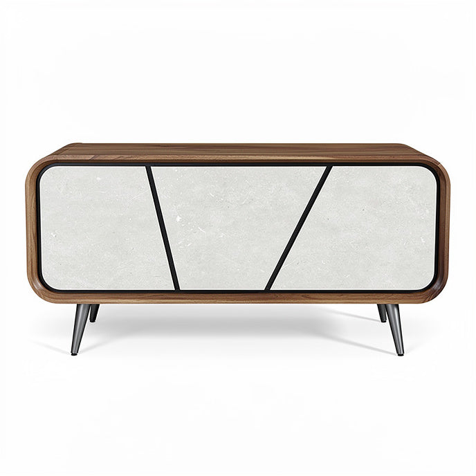 **Mid-Century Modern TV Stand with Geometric Design**