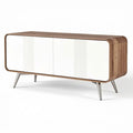 **Modern Minimalist Wooden Sideboard with Sleek White Doors**