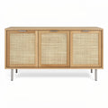 **Modern Wooden Sideboard with Rattan Doors and Metal Legs**