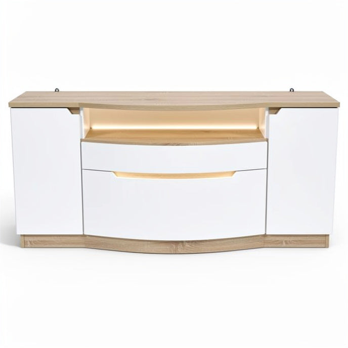 "Modern Minimalist TV Stand with Integrated LED Lighting"