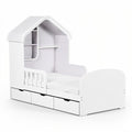 **White House-Shaped Child Bed with Storage Drawers**
