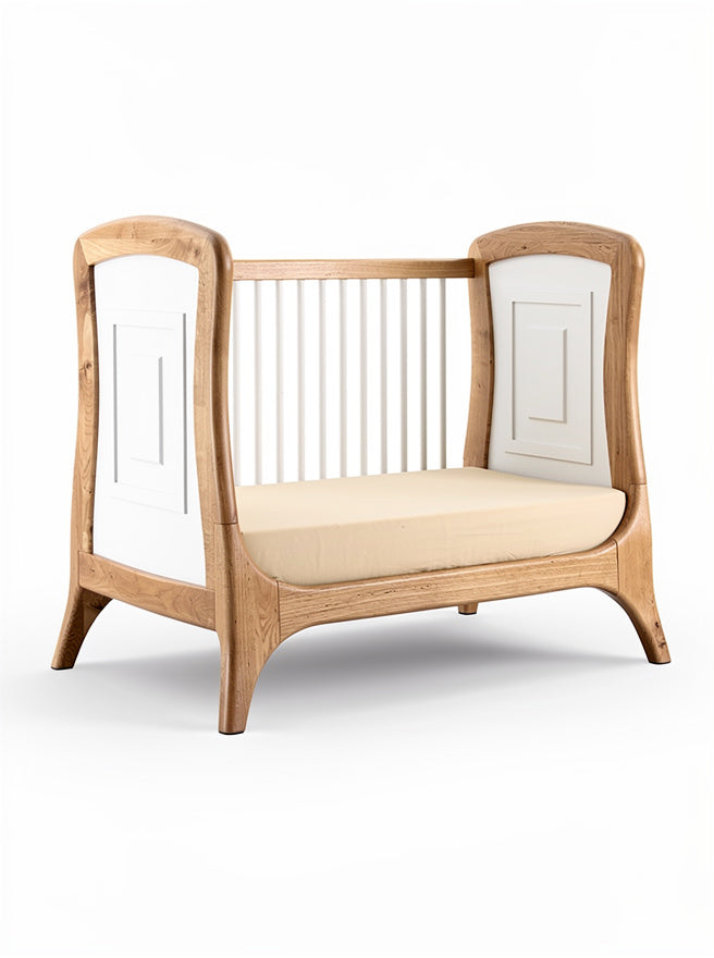 **Modern Wooden Crib with Minimalist Design**
